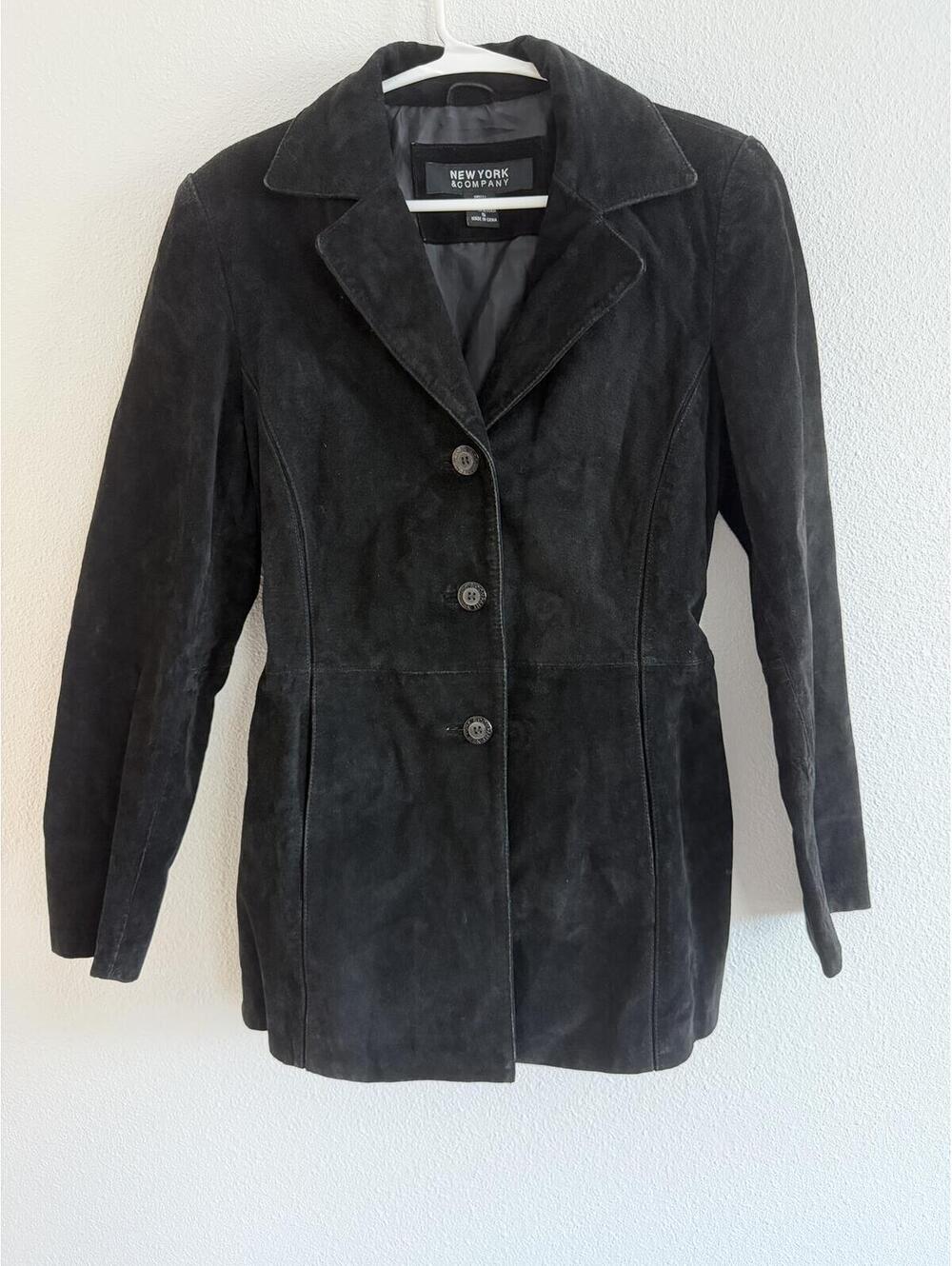 Vintage 90's Black Suede Leather Jacket Sz S Boho Western Artisan